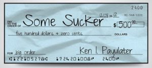 bad check written to "Some Sucker"
