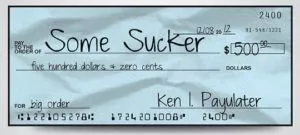 bad check written to "Some Sucker"