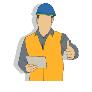 Illustration of a construction working with their thumbs up