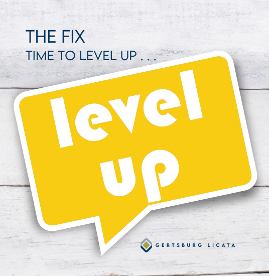 Picture of thought bubble that reads "Level Up".