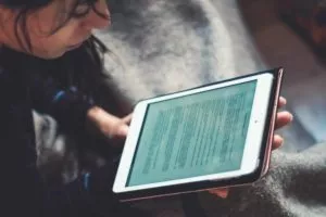 Person looking at a tablet